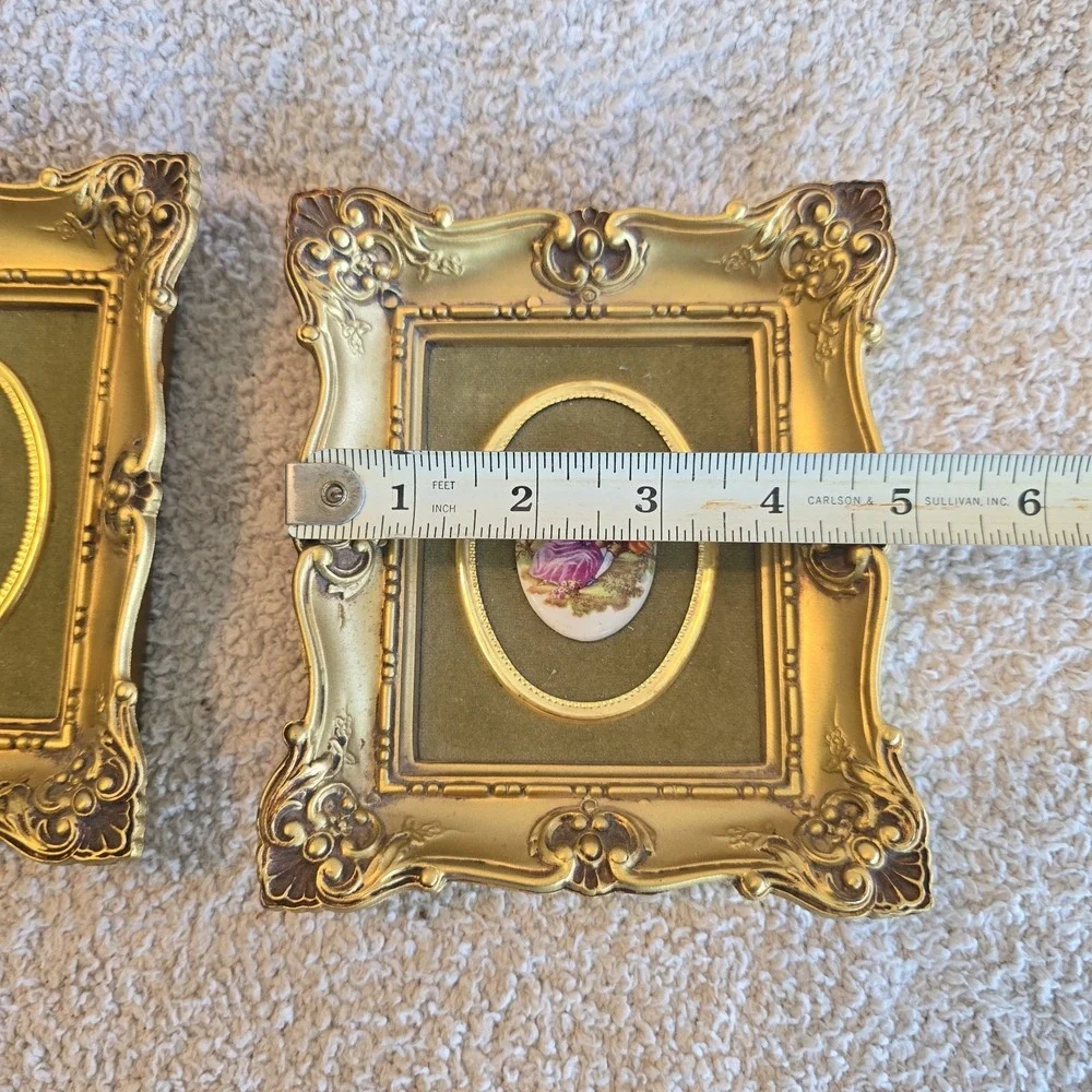 B & S Creations Cameo Courting Couple Ornate Gold-colored Framed Pictures Set 2